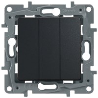Выключатель LEGRAND Etika 3х-клав. 10АX авт. (антрацит) 672613