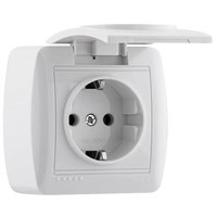 Розетка DEMET с/з с крышкой керамика белый 711-0200-123