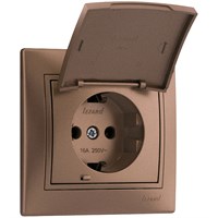 Розетка MIRA с/з с крышкой керамика светло-коричн. перламутр со вставкой 701-3131-123