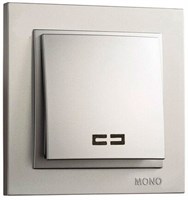 Выключатель MONO с/п механизм+кноп. Metallic Silve