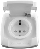 Розетка WESSEN RONDO RS16-126B-BI скр.уст. 1-2К+З со шторками (250В,16А) IP44