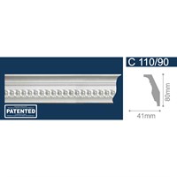 Плинтус СОЛИД потолочный 2,0м С110/90 белый 41мм*80мм (1уп-45 шт)