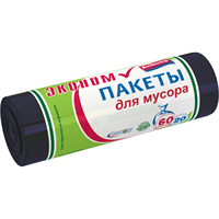 Пакеты для мусора AV Avikomp Эконом 60л, 10шт/пласт со скотч-клапаном, черные