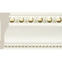 Багет интерьерный Ионики T60/WG2/T60(1)-W27G Плинтус потолочный 60, цв. белый с золотом/24
