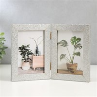 Фоторамка пластик на 2 фото 10*15см Блёстки! серебро 18*26,5см 5170535