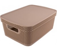 Корзина AJUR прямоугольная 11л с крышкой кофейный BQ4115КФ-14