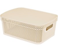 Корзина AJUR прямоугольная 11л с крышкой слоновая кость BQ4115СЛК-14