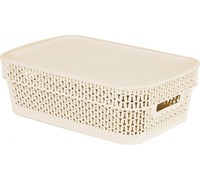 Корзина AJUR прямоугольная 3л с крышкой слоновая кость BQ4111СЛК