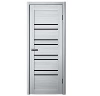 Полотно дверное Сибирь-Профиль 282 900 ясень пепельный черное стекло
