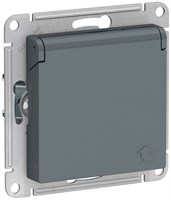 Розетка WESSEN AtlasDesign с з/к со шт. крыш. 16А, IP20 механиз грифель ATN000746