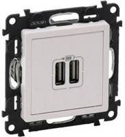 Розетка LEGRAND DIY VALENA Life 2хUSB (зарядка 240В/5В 1500мА ) белая 753412