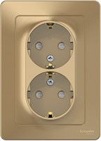 Розетка WESSEN BLANCA BLNRS001124 С/У двойная с/з со шторками, 16А, 250В, титан