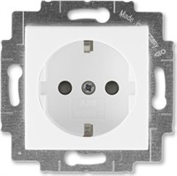 Розетка ABB LEVIT с заземлением со шторками, белый/белый 2CHH203457A6003