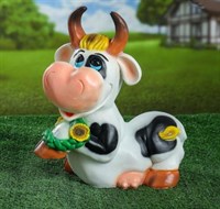 Фигура садовая Корова с цветами 30*34см 4855592