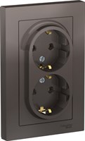 Розетка AtlasDesign дв. з/к , 16А, в сб, мокко ATN000624