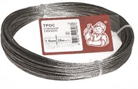 Трос СТРОЙБАТ стальной DIN 3055 1,5мм (белый цинк 25 м) 276100