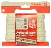 Шнур СТРОЙБАТ капрон.хоз.быт с сердеч. 6,0мм белый (15 м) 12457/2745061