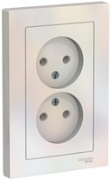 Розетка WESSEN AtlasDesign дв., без з/к, 16А, в сборе, жемчуг ATN000420