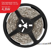 Лента GAUSS LED Elementary светодиодная 2835/60-SMD 4.8W 12V 5м DC красный IP66 356000705