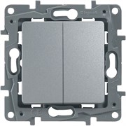 Переключатель LEGRAND Etika Plus 2х-клав.10AX авт. (алюминий) 672412