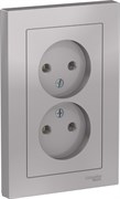 Розетка AtlasDesign дв. Без з/к 16А, в сб, АЛЮМ ATN000320