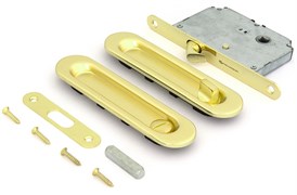 Ручки для раздвижных дверей PALLADIUM 01BK PB с замком (овальная ручка)