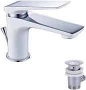 Смеситель LEMARK для умывальника АЛЛЕГРО монолитный, хром /белый (319R) LM5906CW