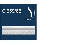 Плинтус СОЛИД потолочный 2,0м С659/66 белый 60мм*29мм (1уп- 55 шт)