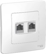 Розетка WESSEN BLANCA BLNIS045111 С/У двойная комп.RJ45, кат.5E + телефон. RJ11, белый