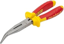 Длинногубцы MATRIX PROFESSIONAL Insulated изогнутые 200мм, двухкомпонентные рукоятки 17474