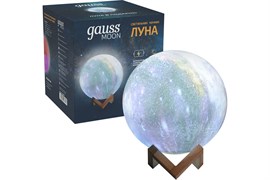 Светильник Gauss настольный NN003 3D Луна 1W RGB 5V Li-ion 450mA D15см цветной c пультом LED 1/6/12