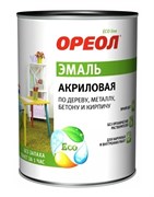 Эмаль ОРЕОЛ акриловая матовая желтая 0,9кг 32339-14