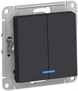 Выключатель WESSEN AtlasDesign 2-кл, подсв., сх5а, 10АХ, механизм карбон ATN001053