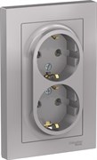 Розетка AtlasDesign дв. з/к , 16А, в сб, алюминий ATN000324