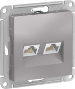 Розетка AtlasDesign дв. комп.кат 5Е, механизм алюминий ATN000385