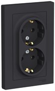 Розетка WESSEN AtlasDesign дв. з/к, 16А, в сборе, карбон ATN001024