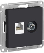 Розетка WESSEN AtlasDesign дв. ТВ+комп.кат 5Е, механизм карбон ATN001089