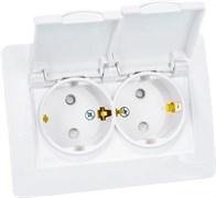Розетка WESSEN BLANCA BLNRS441121 С/У двойная с/з со шторк. с крышками,16А,250В,белый IP 44