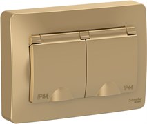 Розетка WESSEN BLANCA BLNRS441124 С/У двойная с/з со шторк.16А, 250В, титан IP 44
