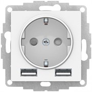 Розетка WESSEN AtlasDesign 16А с двумя USB A+A, механизм белая ATN000130
