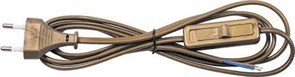 Сетевой шнур Feron с выключателем 230V 1.9м золото, KF-HK-1 23051