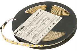 Лента Feron светодиодная 120SMD(2835)m 9,6W/m12V 5m теплый белый на белом LS612 27730