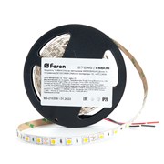 Лента Feron светодиодная 60SMD(5050)m 14,4W/m12V 5m теплый белый, на белом основании LS606 27646