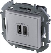 Розетка LEGRAND INSPIRIA 2*USB A-C алюминий 673762