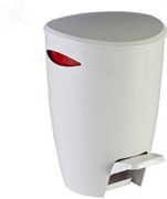 Урна PRIMANOVA с крышкой и педалью 5л бело-красная 20*23*30см M-E04-04