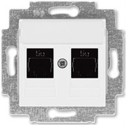 Розетка ABB LEVIT информационная, 2*RJ45, категория 5e белый/белый 2CHH295118A6003