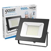 Прожектор GAUSS LED Elementary 100W 9500Lm IP65 6500K 175-265V черный 613100100 P
