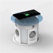 Блок Shelbi выдвижной настольный розеточный на 4 розетки 200B, 2 USB, 2 RJ45 розетки, черный