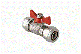 Кран Valtec шаровый обжимной 16 рукоятка  бабочка  VT.343