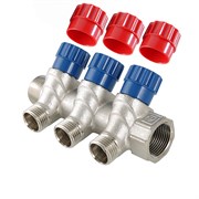 Коллектор Valtec нар. резьба с регул. кранами 3 вых. 3/4*1/2 Vtc560N